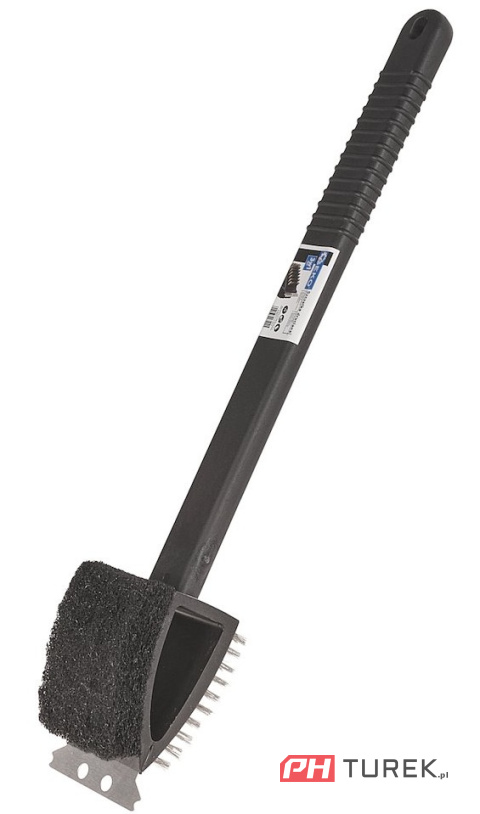 Szczotka druciana ze skrobakiem i gąbką 3w1 – do czyszczenia grilla