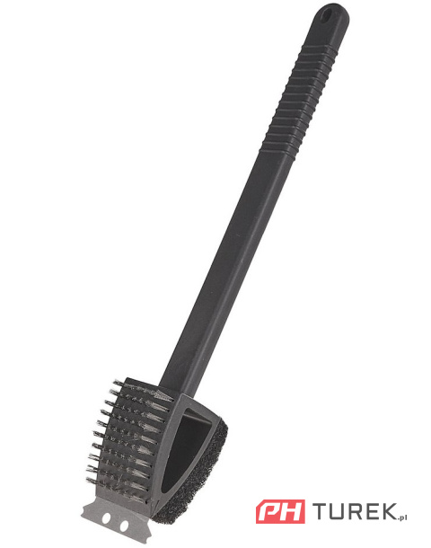 Szczotka druciana ze skrobakiem i gąbką 3w1 – do czyszczenia grilla