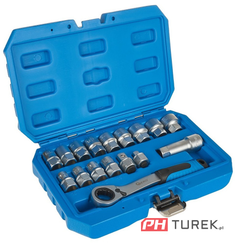 Zestaw nasadek przelotowych spline z grzechotką 10-24mm 17el. CrV