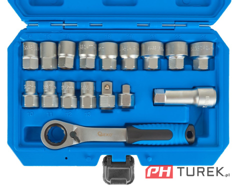 Zestaw nasadek przelotowych spline z grzechotką 10-24mm 17el. CrV