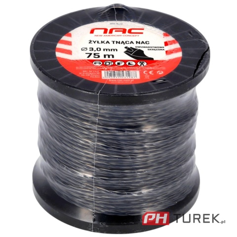 Żyłka tnąca NAC dwuwarstwowa, skręcona 3,0 mm x 75 m - szpula rolka do kosy