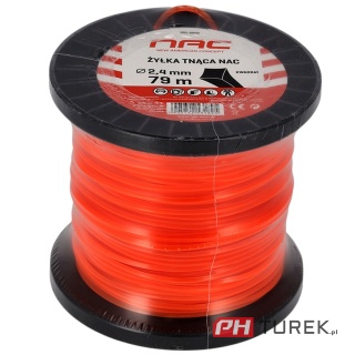 Żyłka tnąca NAC kwadrat 2,4 mm x 79 m pomarańczowa - szpula rolka do kosy