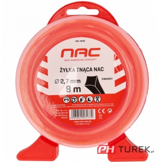 Żyłka tnąca NAC kwadrat 2,7 mm x 9 m pomarańczowa do kosy podkaszarki