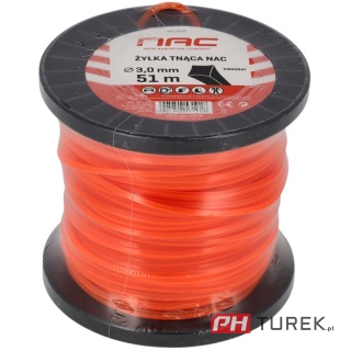 Żyłka tnąca NAC kwadrat 3,0 mm x 51 m kosy podkaszarki pomarańczowa szpula