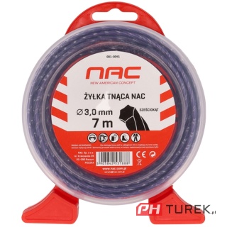 Żyłka tnąca NAC sześciokątna 3,0 mm x 7 m niebiesko-fioletowa kosy kosiarki