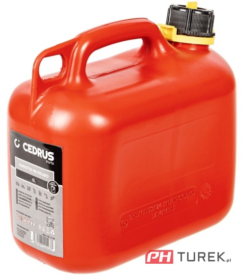 Kanister jednokomorowy 5l czerwony Cedrus ze skalą pomiarową UN cert HDPE