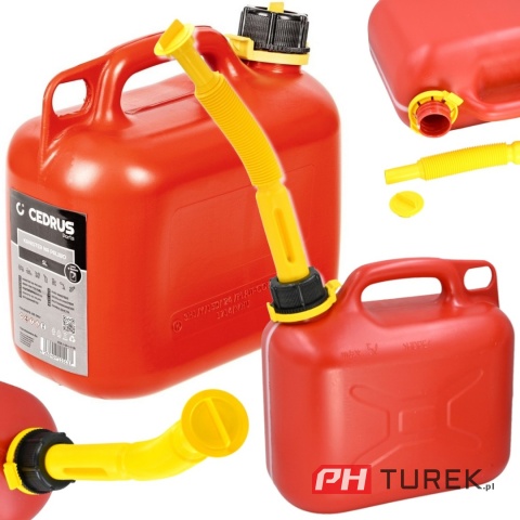 Kanister jednokomorowy 5l czerwony Cedrus ze skalą pomiarową UN cert HDPE
