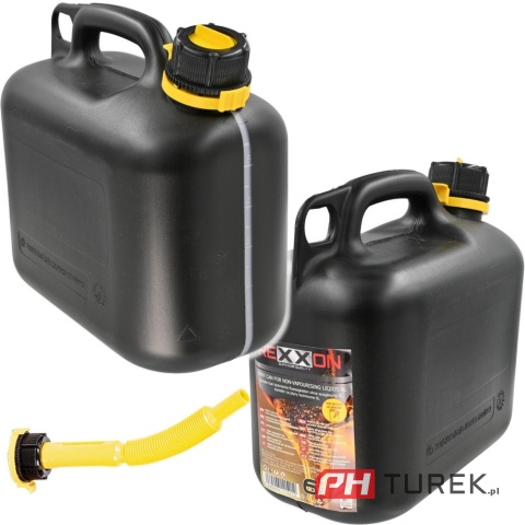 Kanister jednokomorowy 6l czarny skala pomiarowa miarka bańka UN cert. HDPE