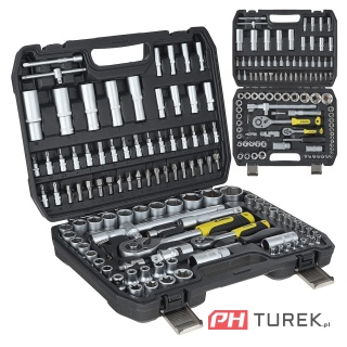 Komplet kluczy nasadowych walizka 108 elementów 1/4" 1/2" cal stal CRV