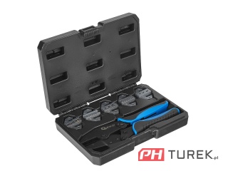 Zaciskarka do końcówek konektorowych kabli + kpl. 5 matryc GEKO