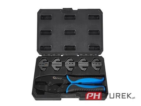 Zaciskarka do końcówek konektorowych kabli + kpl. 5 matryc GEKO