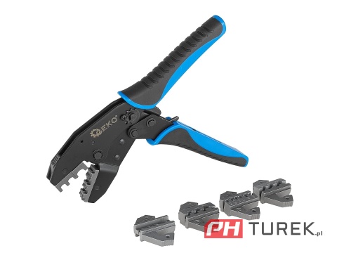 Zaciskarka do końcówek konektorowych kabli + kpl. 5 matryc GEKO