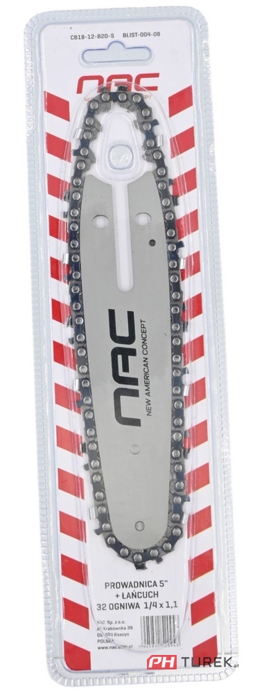 Zestaw prowadnica 5" cali + łańcuch 32 ogniwa 1/4 x 1,1 mm CB19-12-B20-S