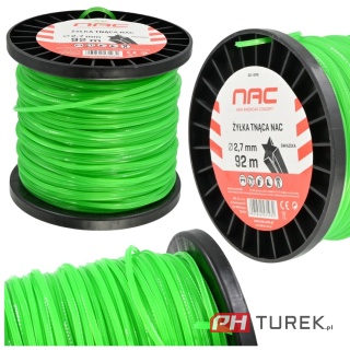 Żyłka tnąca NAC gwiazdka 2.7 mm x 92 m do kosy podkaszarki zielona szpula