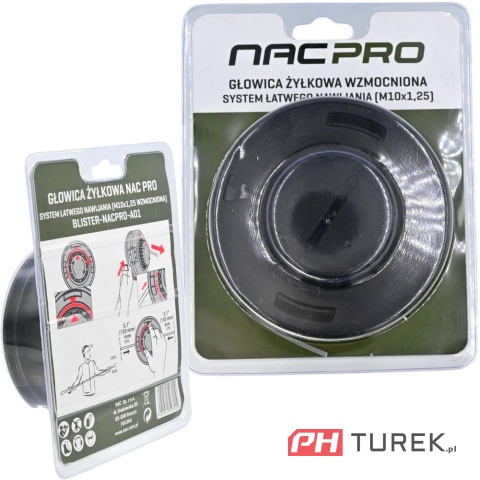 Głowica żyłkowa NAC PRO z systemem łatwego nawijania M10x1,25 mm wzmocniona