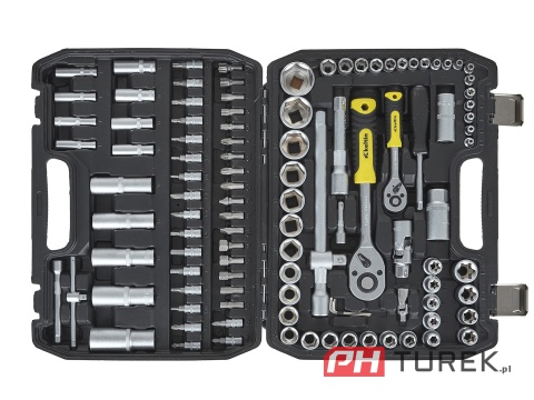 Komplet kluczy nasadowych walizka 108 elementów 1/4" 1/2" cal stal CRV