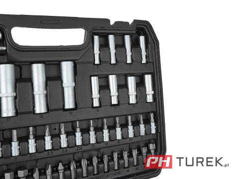 Komplet kluczy nasadowych walizka 108 elementów 1/4" 1/2" cal stal CRV