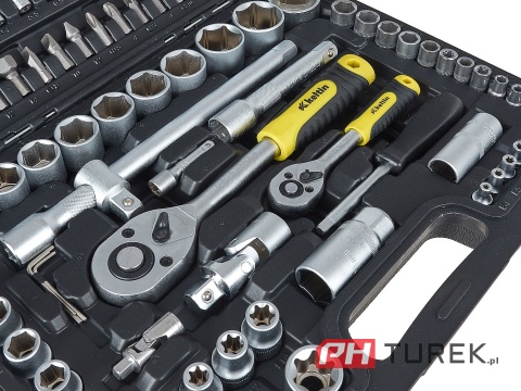 Komplet kluczy nasadowych walizka 108 elementów 1/4" 1/2" cal stal CRV