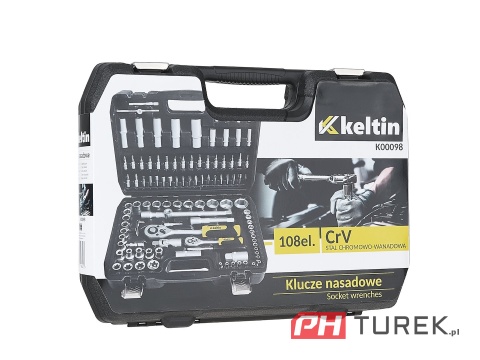 Komplet kluczy nasadowych walizka 108 elementów 1/4" 1/2" cal stal CRV