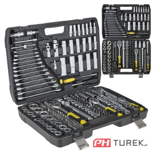 Komplet kluczy nasadowych walizka 216 elementów 1/4" 3/8" 1/2" stal CRV