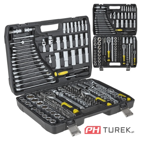 Komplet kluczy nasadowych walizka 216 elementów 1/4" 3/8" 1/2" stal CRV