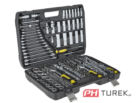 Komplet kluczy nasadowych walizka 216 elementów 1/4" 3/8" 1/2" stal CRV