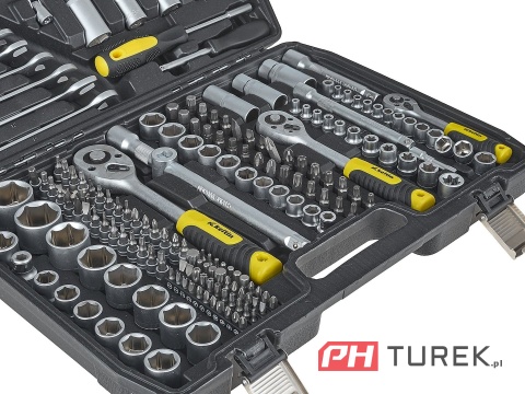 Komplet kluczy nasadowych walizka 216 elementów 1/4" 3/8" 1/2" stal CRV