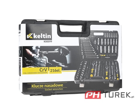 Komplet kluczy nasadowych walizka 216 elementów 1/4" 3/8" 1/2" stal CRV