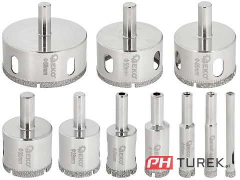 Komplet wierteł koronowych diamentowych do gresu 6 - 68 mm 10 elementów