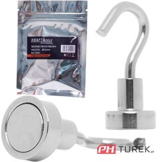 Magnes Neodynowy Haczyk 12 mm udźwig 5 kg do wieszania neodym Kraft&Dele