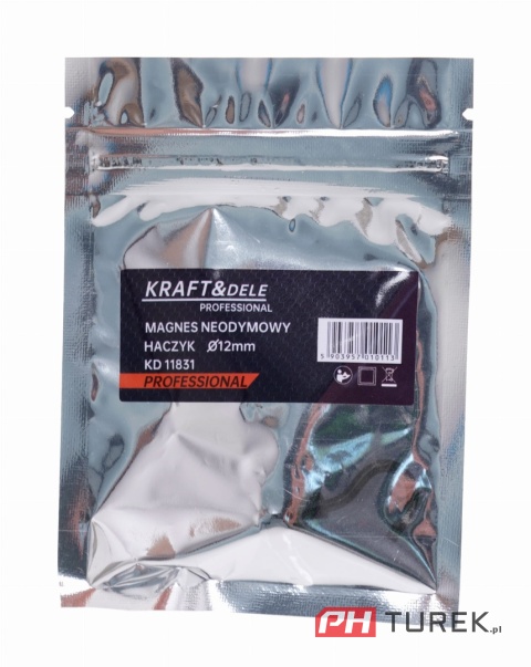 Magnes Neodynowy Haczyk 12 mm udźwig 5 kg do wieszania neodym Kraft&Dele