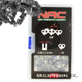 Nac oryginalny łańcuch 72 ogniwa 3/8 1.3 mm do piły pilarki