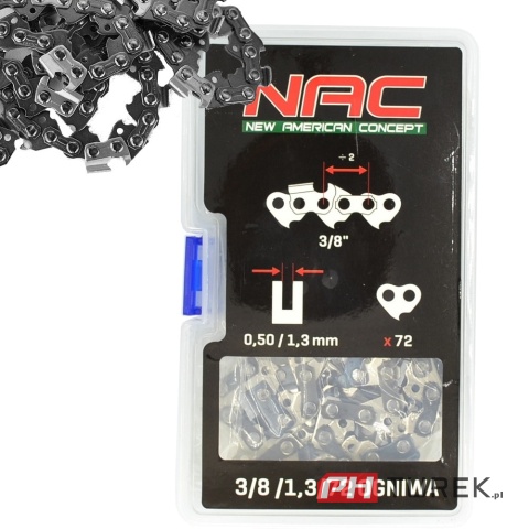Nac oryginalny łańcuch 72 ogniwa 3/8 1.3 mm do piły pilarki