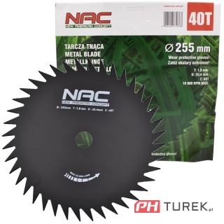 OSTRZE TNĄCE NAC TARCZA 40T 255X25,4X1,8 DO KOSY CG, WLBC, BC520V, BC580V