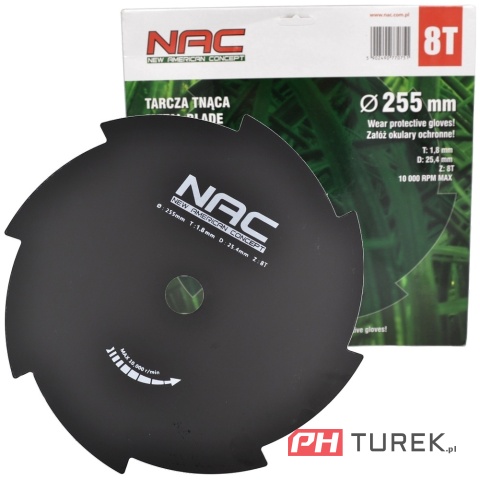 OSTRZE TNĄCE TARCZA NAC 8T 255X25,4X1,8 DO KOSY CG, WLBC, BC520V, BC580V