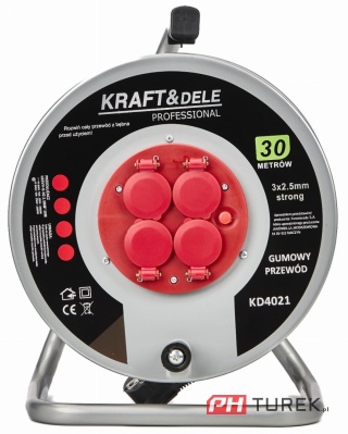 Przedłużacz bębnowy ogrodowy 30m 3x2,5mm2 bęben 4 gniazda metal zewnętrzny