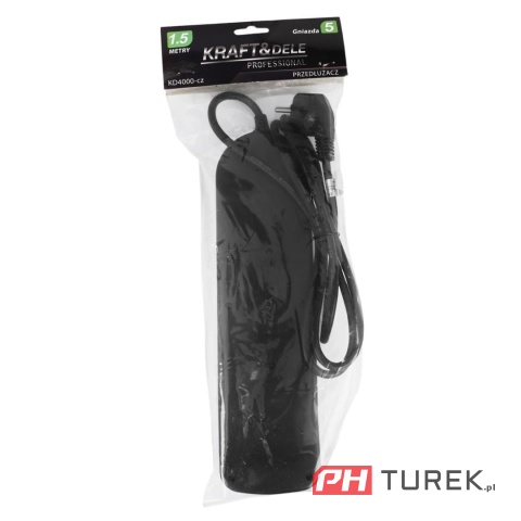 Przedłużacz listwowy listwa 5 gniazdek z wyłącznikami 1,5m sieciowy czarny