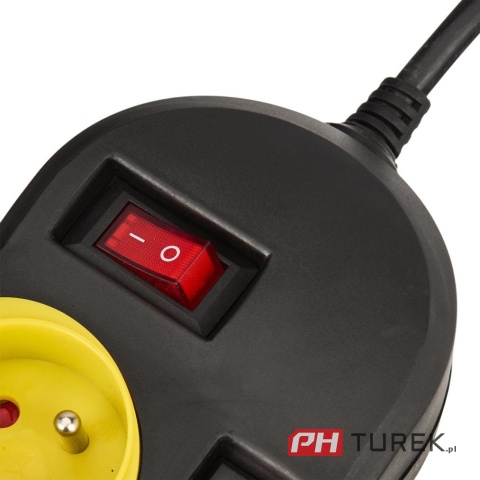 Przedłużacz listwowy listwa 5 gniazdek z wyłącznikami 1,5m sieciowy czarny