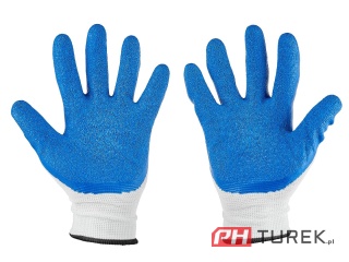 Rękawice rękawiczki ochronne poliestrowe r. 10 ogrodowe budowlane latex