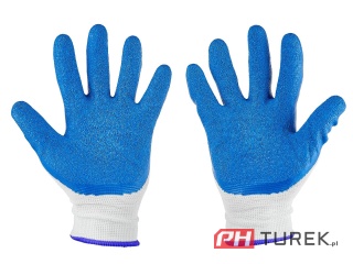 Rękawice rękawiczki ochronne poliestrowe r. 11 ogrodowe budowlane latex