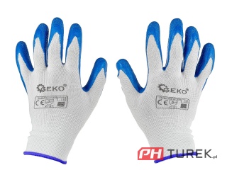 Rękawice rękawiczki ochronne poliestrowe r. 11 ogrodowe budowlane latex