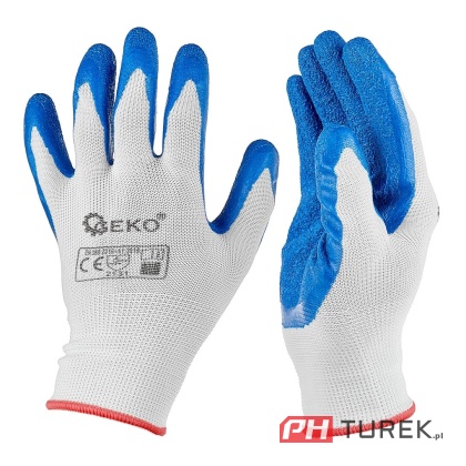 Rękawice rękawiczki ochronne poliestrowe r. 7 ogrodowe budowlane latex