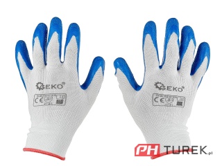 Rękawice rękawiczki ochronne poliestrowe r. 7 ogrodowe budowlane latex