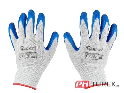 Rękawice rękawiczki ochronne poliestrowe r. 7 ogrodowe budowlane latex