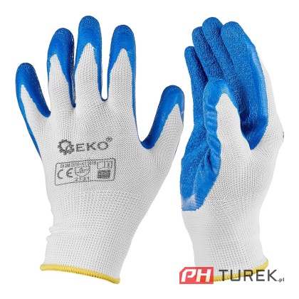 Rękawice rękawiczki ochronne poliestrowe r. 8 ogrodowe budowlane latex