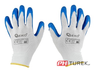 Rękawice rękawiczki ochronne poliestrowe r. 8 ogrodowe budowlane latex