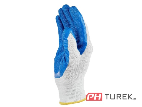 Rękawice rękawiczki ochronne poliestrowe r. 8 ogrodowe budowlane latex