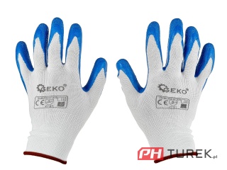 Rękawice rękawiczki ochronne poliestrowe r. 9 ogrodowe budowlane latex