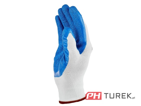 Rękawice rękawiczki ochronne poliestrowe r. 9 ogrodowe budowlane latex