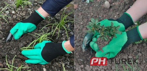 Rękawice rękawiczki ogrodowe pazurki pazury grabie robocze do ogrodu ziemi